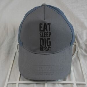 Volvo CE Construction Equipment "Eat Sleep Dig Repeat" hat/cap in blue & gray.